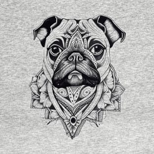 Pug Pet Animal Nature Illustration Art Tattoo T-Shirt